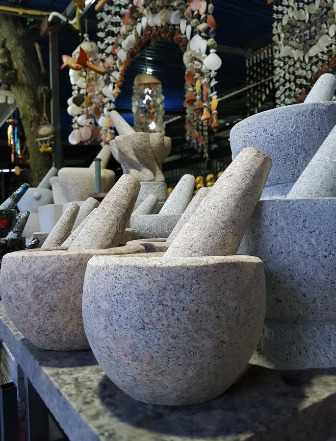 Stone Mortar and Pestle , Thai Cooking Tool. Stock Image Image of