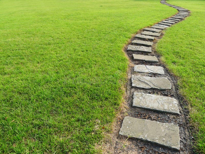 Stone path in grass