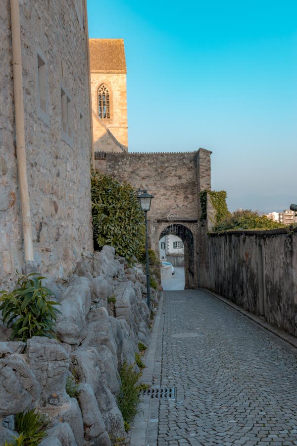 Stone path next to a church stock image Stone path next to a church stock image