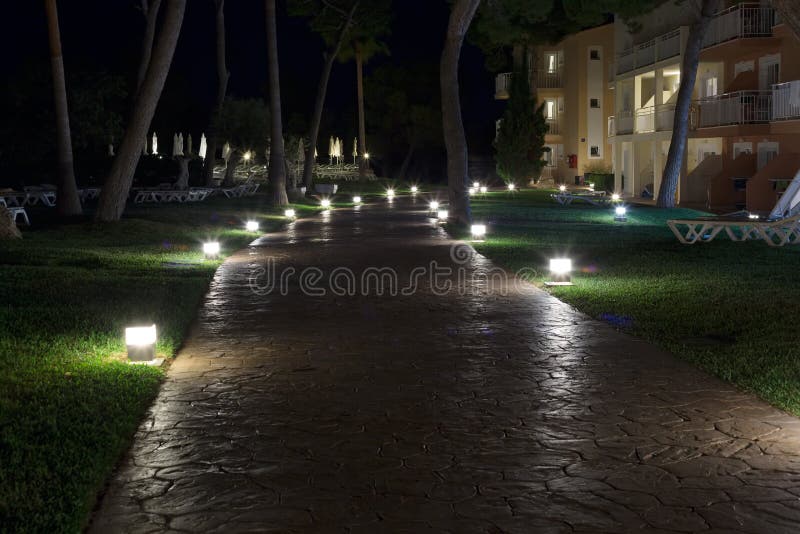 Stone path at night