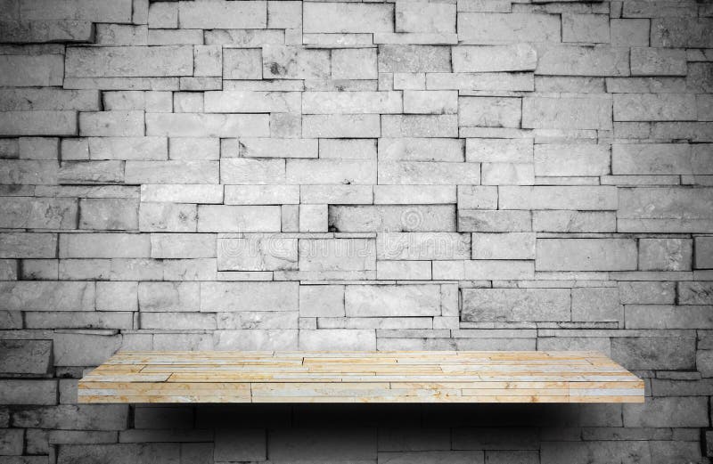 Stone Shelf Counter on Gray Rock Layer for Product Display Stock Image