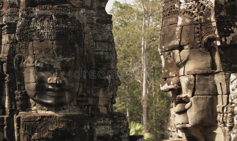 Stone sculpture in Bayon Wat,Siem Reip,Cambodia