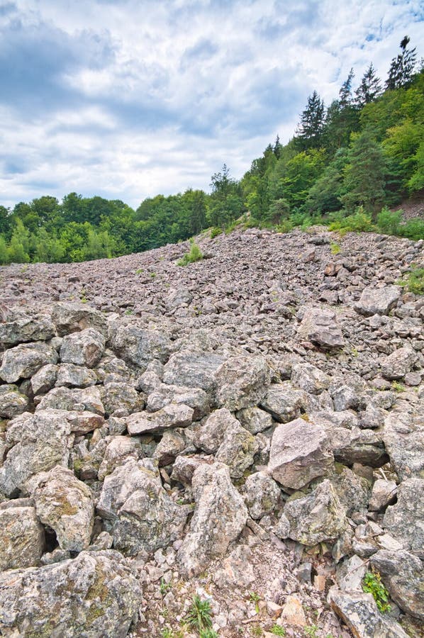 The stone sea at the foot of the Kamenna hill over Vyhne village