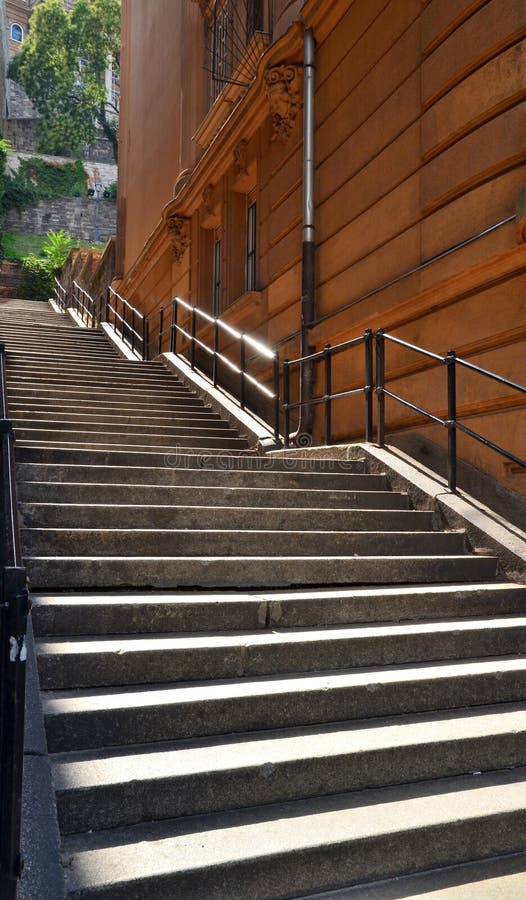 Stone stairs in old city Budapest