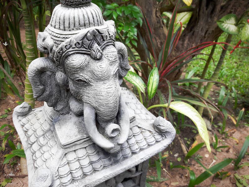 Stone Statue of Elephant in the Garden. Thailand. Stock Photo Image
