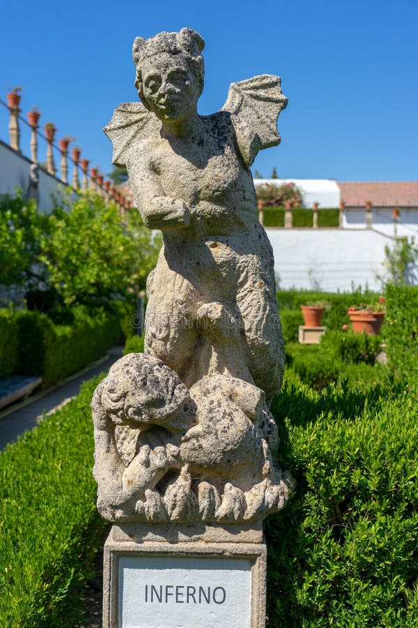 stone statue representing the hell belonging to the episcopal garden of the city of Castelo Branco.