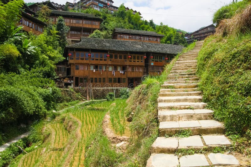 Stone steps in ping an village at longsheng china