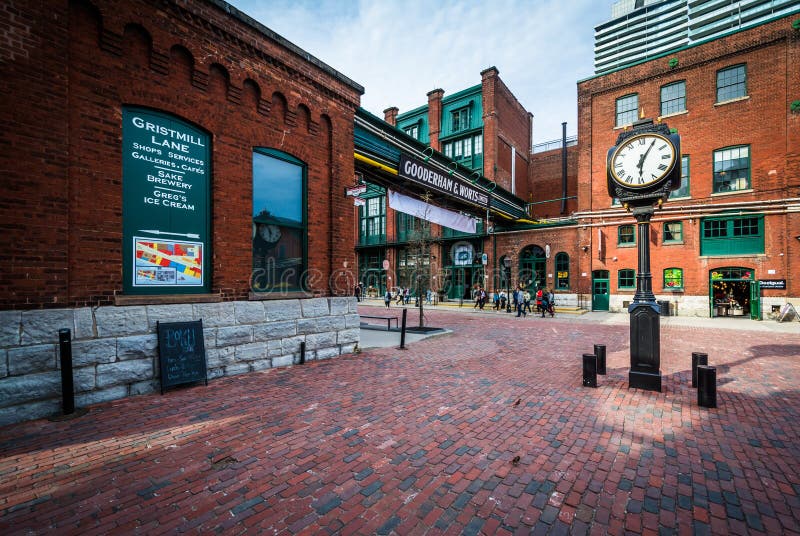 Stone streets and buildings in the Distillery Historic District, In Toronto, Ontario. stock photo Stone streets and buildings in the Distillery Historic District, In Toronto, Ontario. stock photo