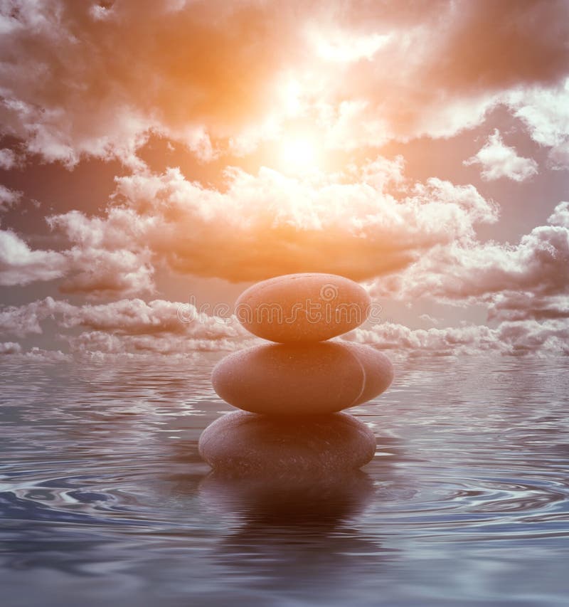 Stone tower in the sea royalty free stock photo