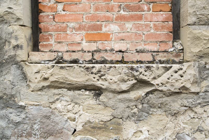 Stone Wall and Brick Chimney Background Stock Photo - Image of bricks
