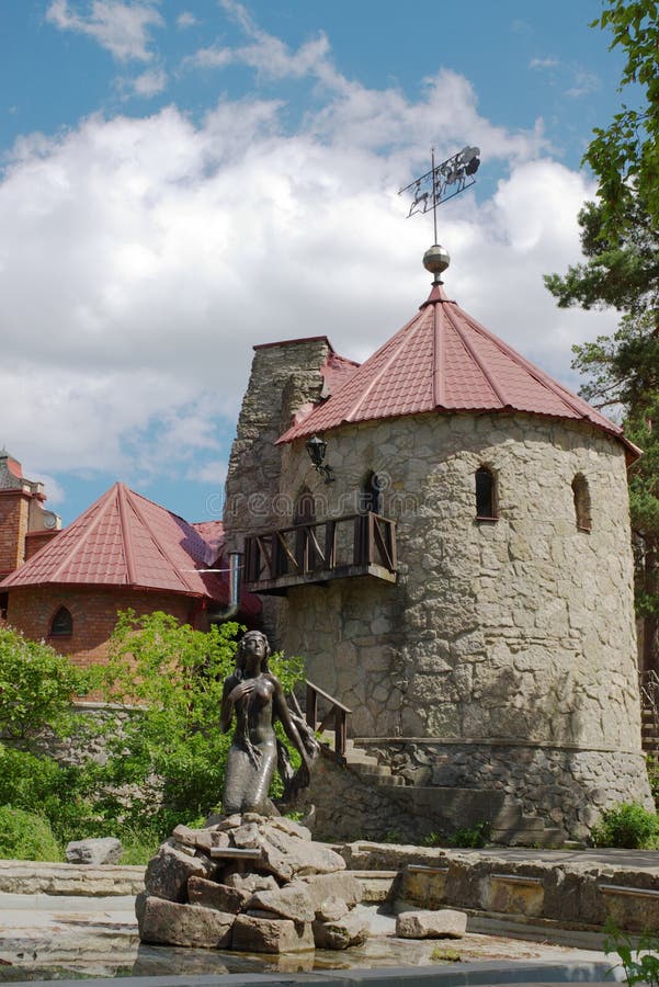 Stone wall and buildings