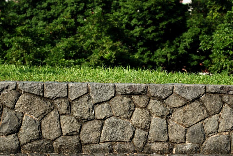 Piedra los muros a árboles en parques.