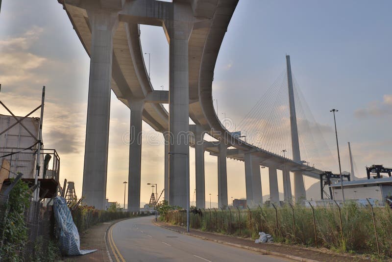 a Stonecutters Bridge and the Tsing sha highway stock photography a Stonecutters Bridge and the Tsing sha highway stock photography
