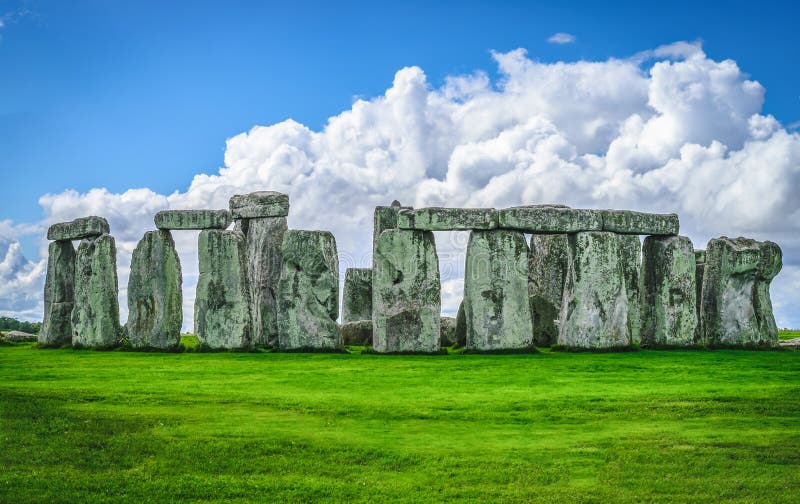 Stonehenge an Ancient Prehistoric Stone Monument at Sunset in Wi Stock