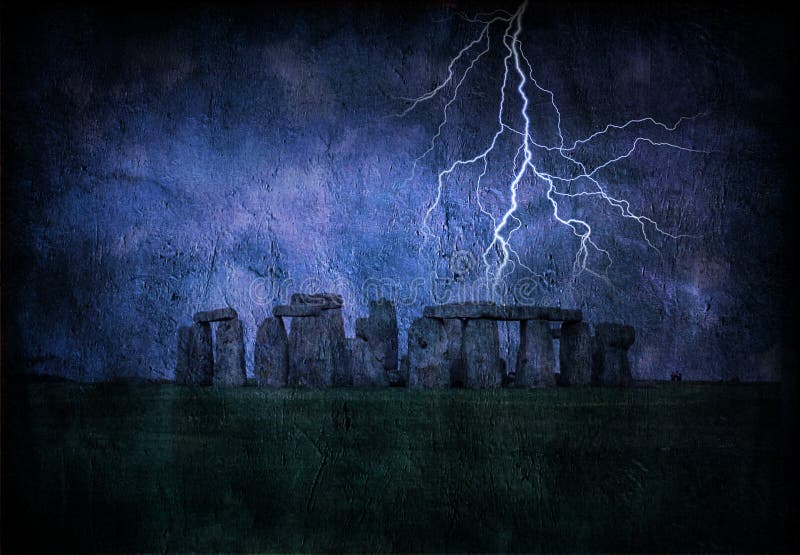 Stonehenge Lighting Storm grunge texture. Stonehenge Lighting Storm grunge texture