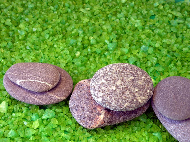 Stones on bath salt royalty free stock photos