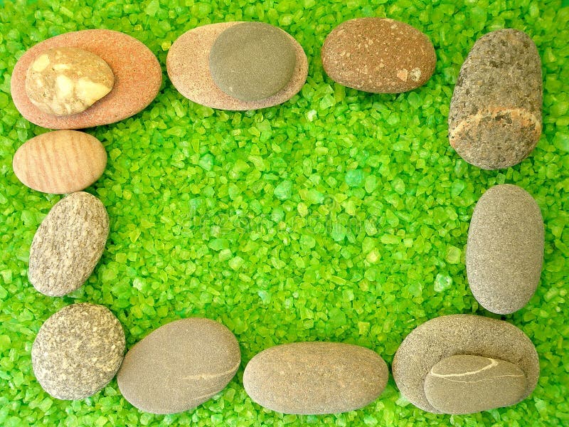 Stones frame and bath salt royalty free stock photos
