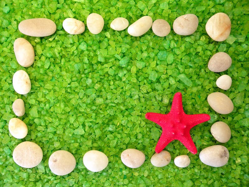 Stones frame and bath salt royalty free stock photography