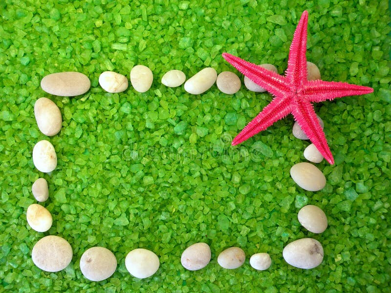 Stones frame on bath salt royalty free stock images