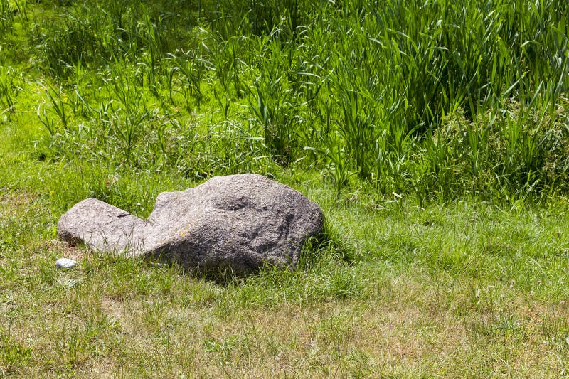 Stones on green grass stock image. Image of exterior 101458205