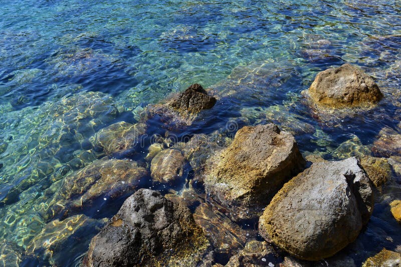 Colored Pebbles Under Water at the Coast of Mediterranean Sea. Stock ...