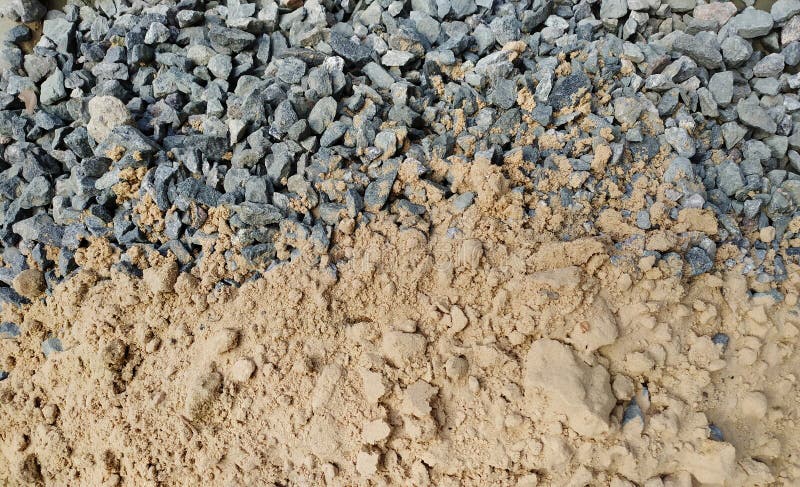 Stones and Sand for Mortar Composition on Site Stock Image - Image of ...