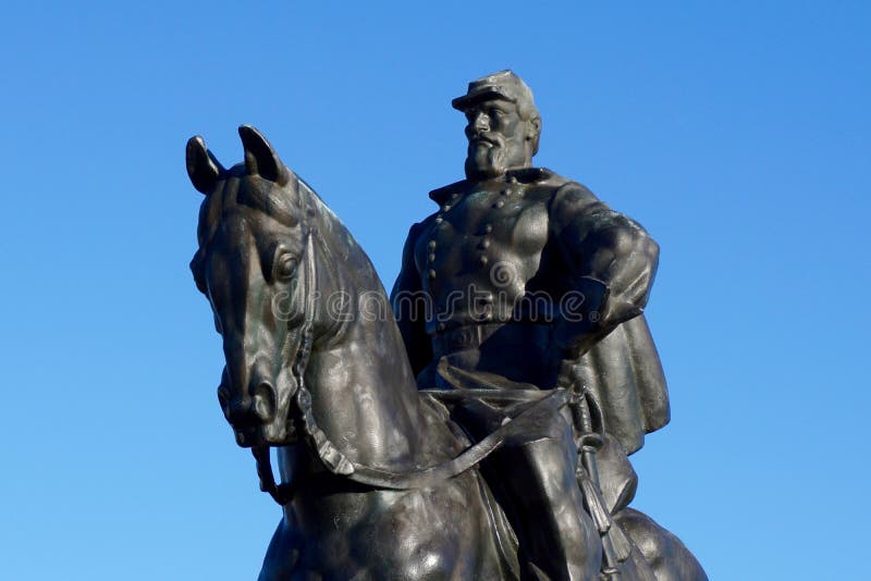 Statue of General Thomas J. Jackson (Stonewall Jackson), in Manassas National Battlefield Park, Manassas, Virginia. Civil war monument crafted in black polished bronze, with a black granite base. Statue of General Thomas J. Jackson (Stonewall Jackson), in Manassas National Battlefield Park, Manassas, Virginia. Civil war monument crafted in black polished bronze, with a black granite base.