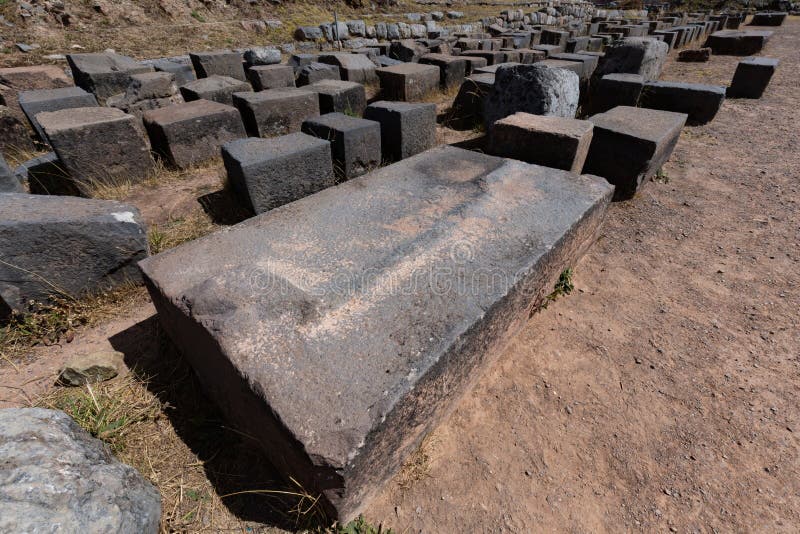 The stons from wall of Sacsayhuaman ruins. Cusco, Peru