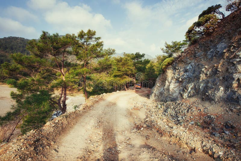 The Stony Road in the Mountains. Stock Image Image of dramatic, blue