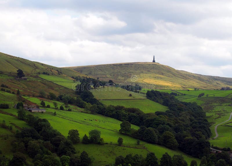 Stoodley pike monument in west yorkshire landscape