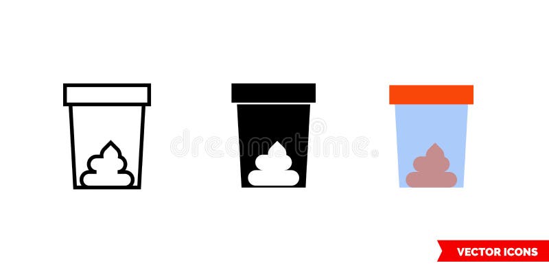 Stool analysis icon of 3 types color, black and white, outline. Isolated vector sign symbol vector illustration