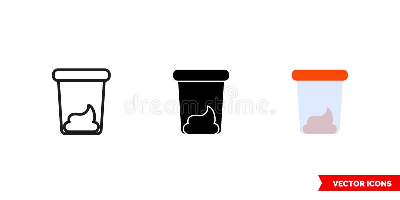 Stool analysis icon of 3 types color, black and white, outline. Isolated vector sign symbol vector illustration
