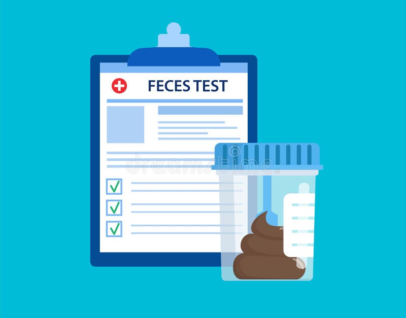Stool feces test Plastic jar stock illustration