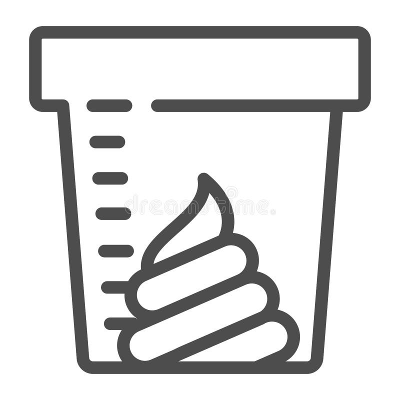 Stool sample for analysis line icon, Medical tests concept, fecal analysis sign on white background, Stool test in a royalty free illustration