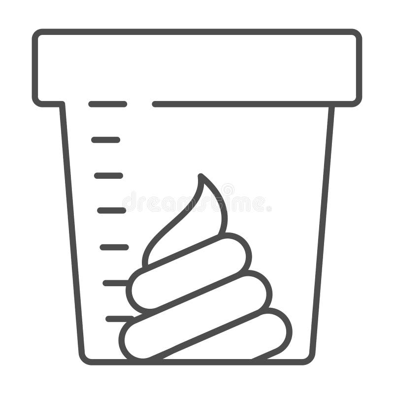 Stool sample for analysis thin line icon, Medical tests concept, fecal analysis sign on white background, Stool test in royalty free illustration
