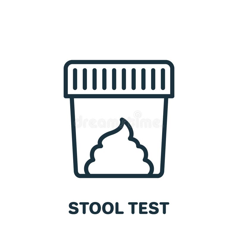 Stool Test Line Icon. Sample for Laboratory Research Linear Pictogram. Medical Exam of Feces Outline Icon. Editable vector illustration