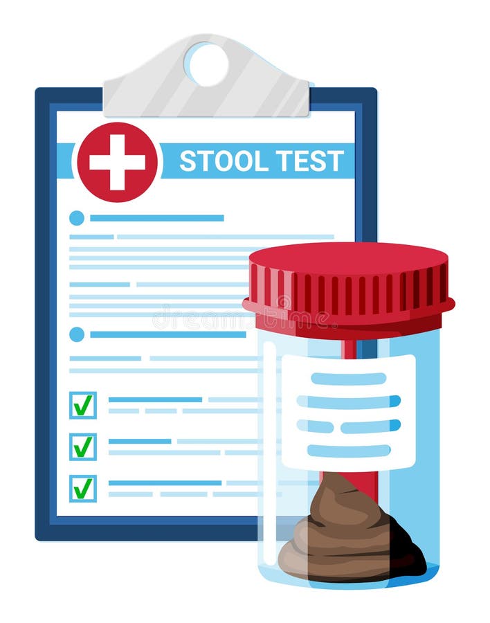 Stool Test Tube, Medical Form with Results stock illustration
