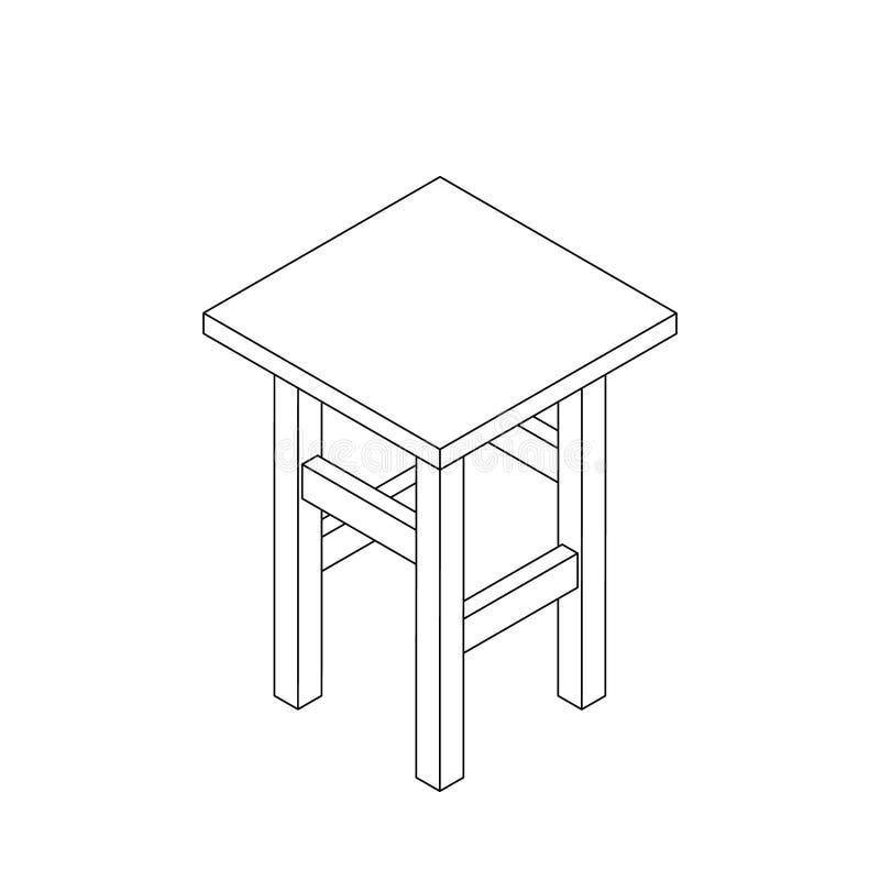 Stool. Vector Contour Illustration Stock Vector Illustration of