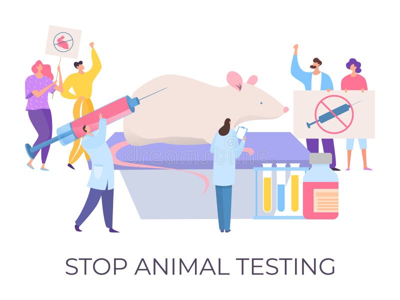 Stop Animal Testing, Demonstration Against Cruelty, Vector Illustration ...