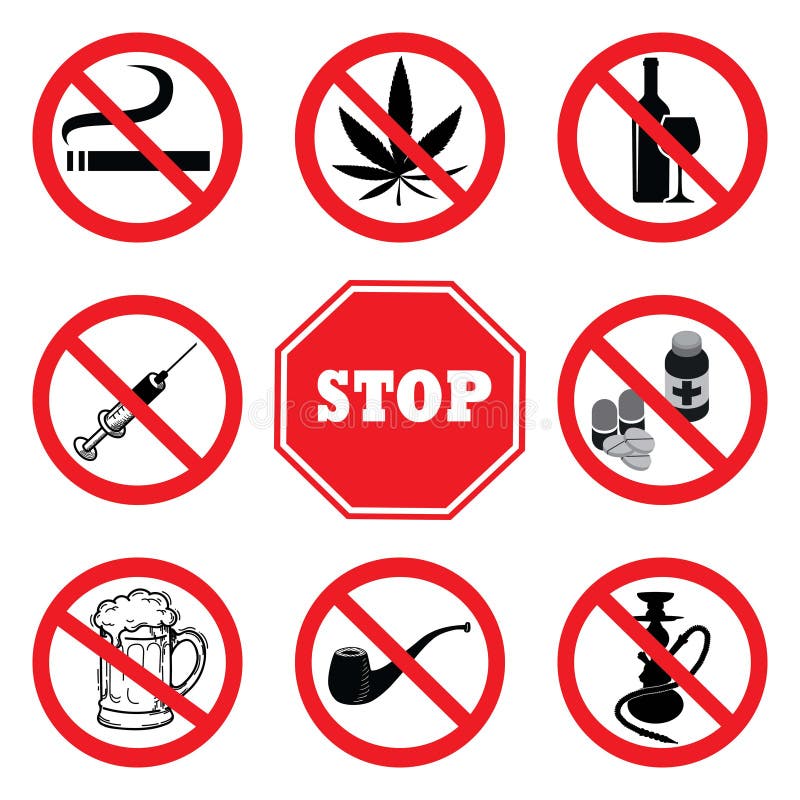 Stop Drugs.Drugs Prohibition Sign collection