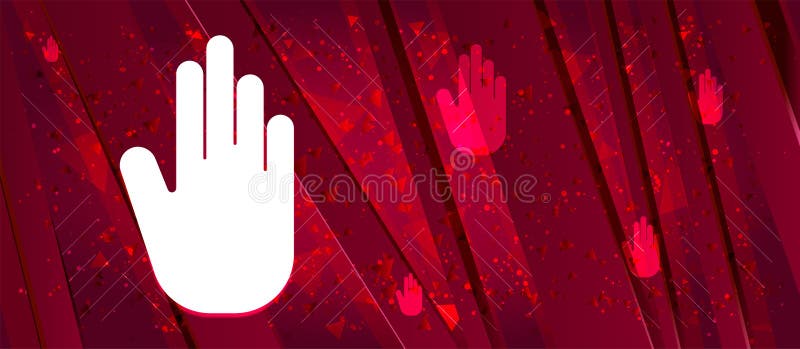 Stop Hand Icon Abstract Design Bright Red Banner Background Stock