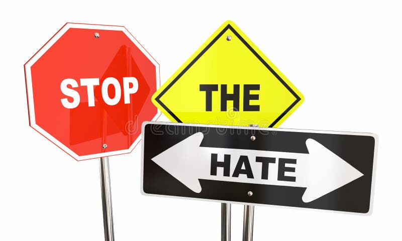 Stop the Hate Road Signs Get Along Together stock illustration Stop the Hate Road Signs Get Along Together stock illustration
