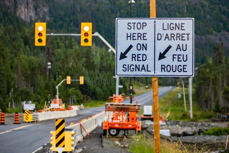 Stop here on red signal road sign