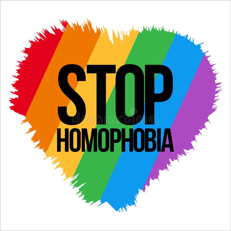 Stop Homophobia Movement With Lgbt Flag Brush Stroke Love Shape Vector