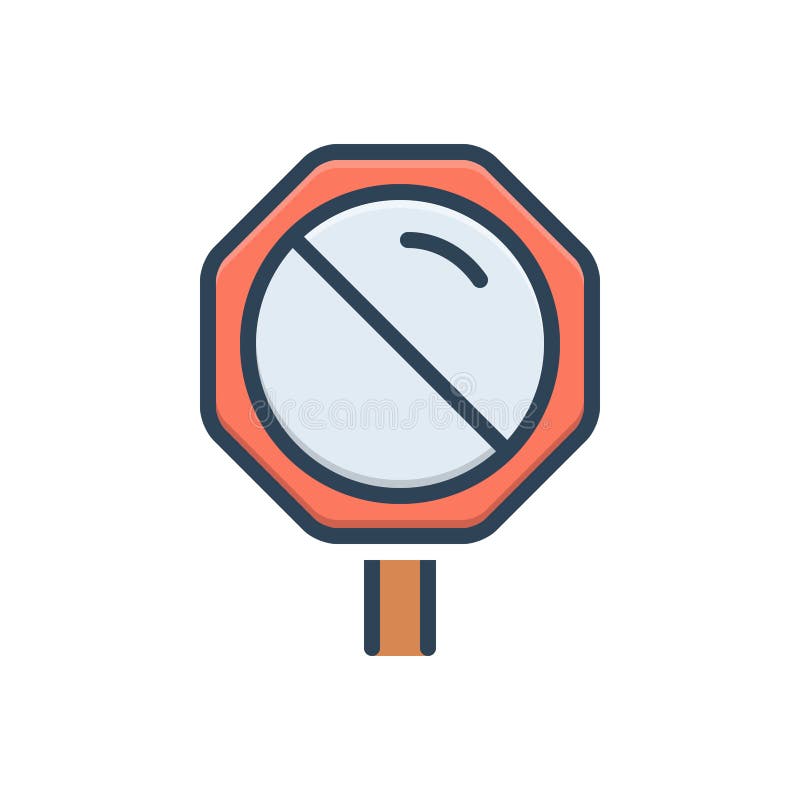 Color illustration icon for Stop, come to a stop and allowed stock illustration