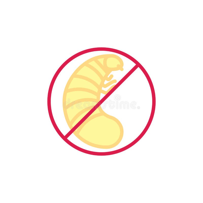 Vetor do Stock: No larva pests line icon. linear style sign for mobile  concept and web design. Stop larva insects outline vector icon. Symbol,  logo illustration. Pixel perfect vector graphics
