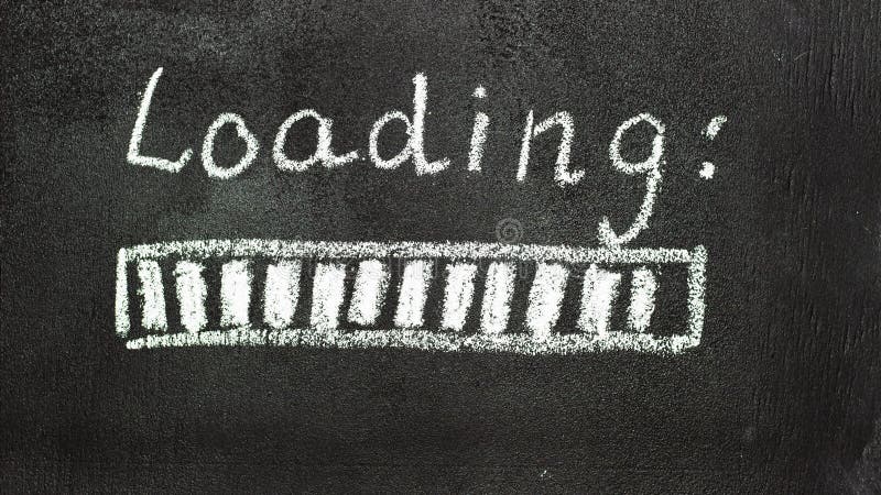 Stop motion animation: The loading process is shown in white on a chalkboard. Stop motion stock footage
