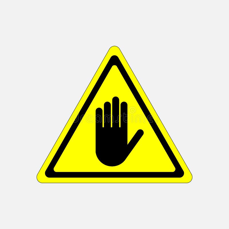 STOP, no entry hand sign, attention vector illustration