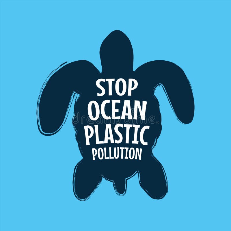 Stop ocean plastic pollution. Ecological campaign stock illustration