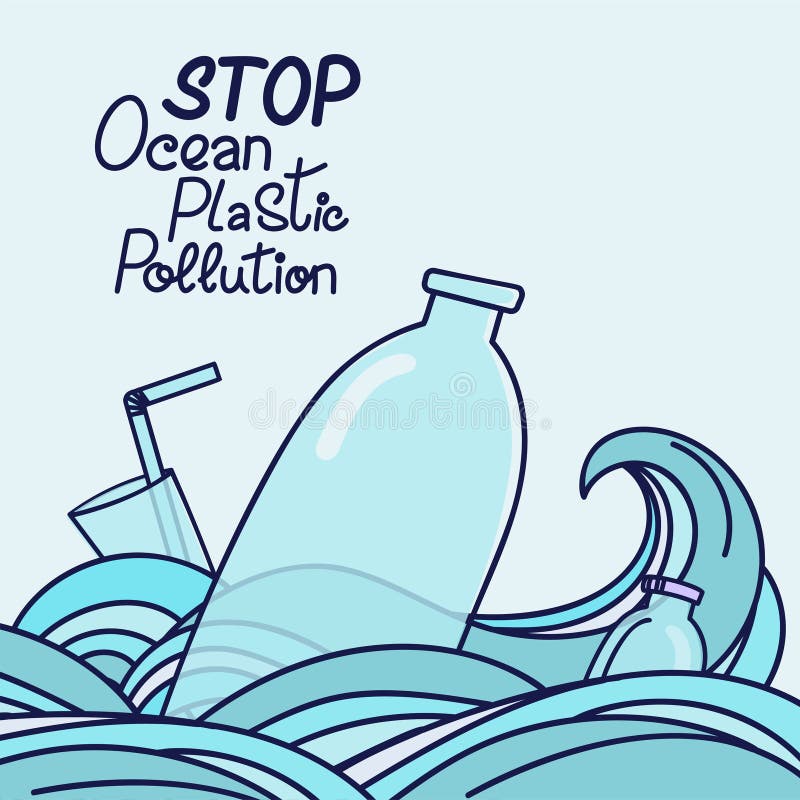A Whale tail in a plastic bag with garbage - canister, straw, bottle,  plastic. Concept Stop plastic pollution Vector flat illustration for World  Environment Day. Poster with lettering. Harm to nature. Stock